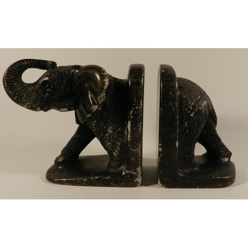 250 - Elephants book ends , stone, very heavy 