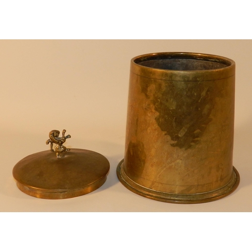 253 - Brass tobacco tin, lion top lid