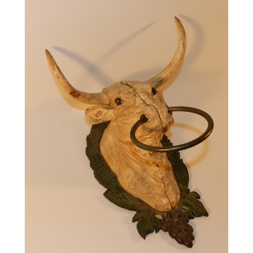 255 - Cast iron Bulls Head , hanger 