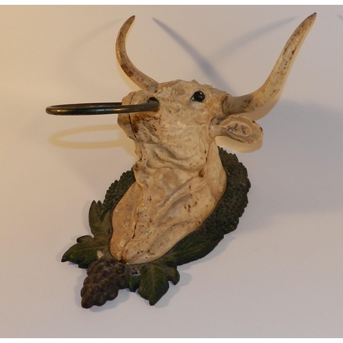 255 - Cast iron Bulls Head , hanger 