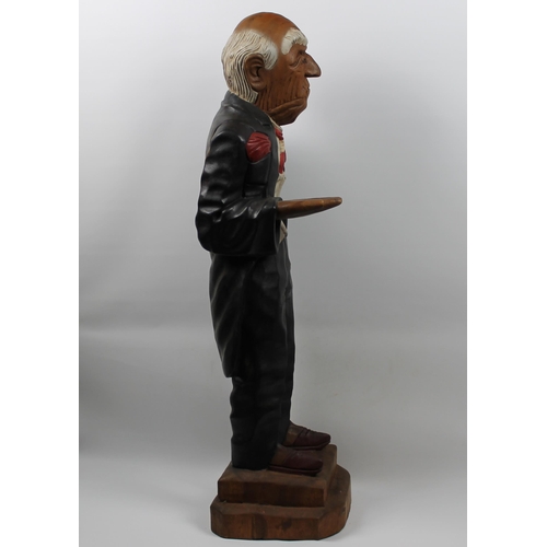 268 - Wooden statue of a Butler apx 1 meter height