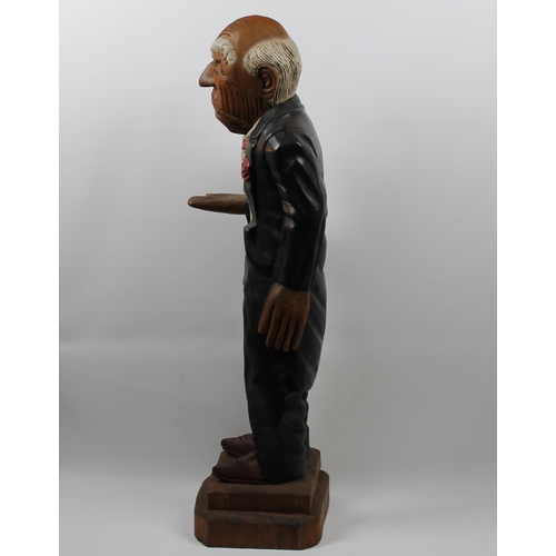 268 - Wooden statue of a Butler apx 1 meter height