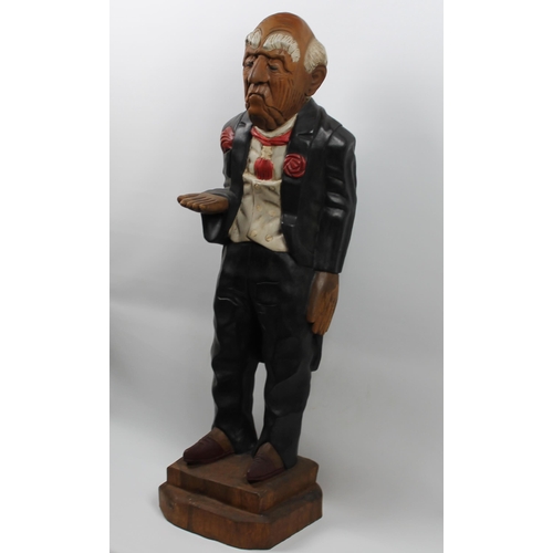 268 - Wooden statue of a Butler apx 1 meter height