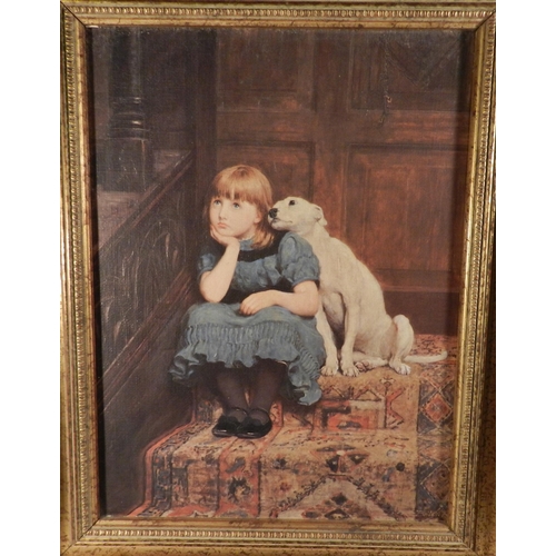 290 - Oil on canvas , Sympathy , Briton Riviere, apx 53x43cm