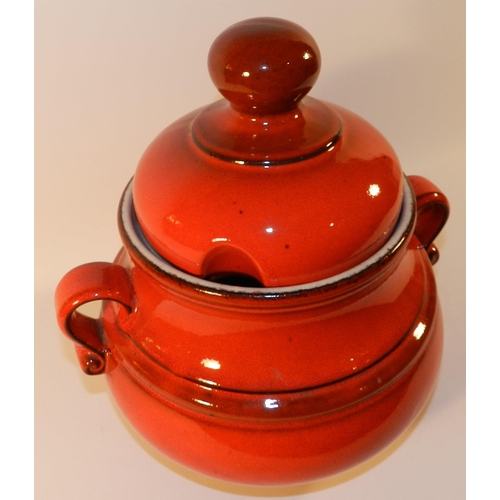 307 - Red Porcelain Soup pot 