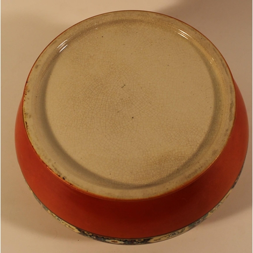 327 - Orange porcelain bowl with metal edging