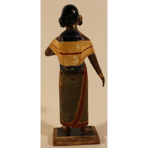 349 - Indian wooden doll with kid on her back apx 21cm height