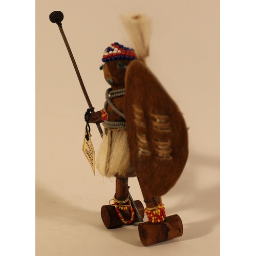 353 - Beaded Zulu Varior doll, wood, apx 15cm height