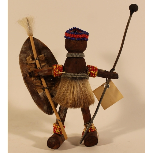 353 - Beaded Zulu Varior doll, wood, apx 15cm height