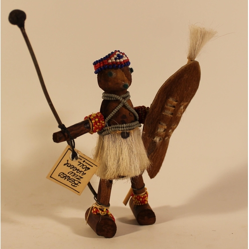 353 - Beaded Zulu Varior doll, wood, apx 15cm height