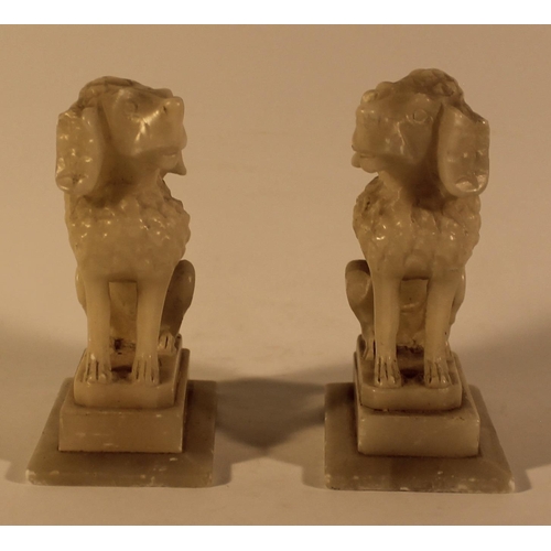 370 - Pair of marble Dogs figurines, possibly France