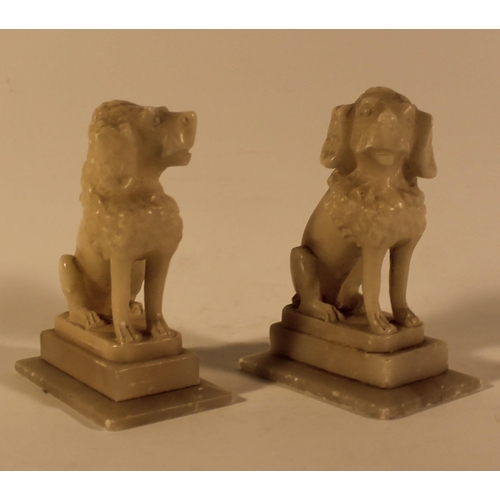 370 - Pair of marble Dogs figurines, possibly France