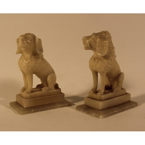 370 - Pair of marble Dogs figurines, possibly France