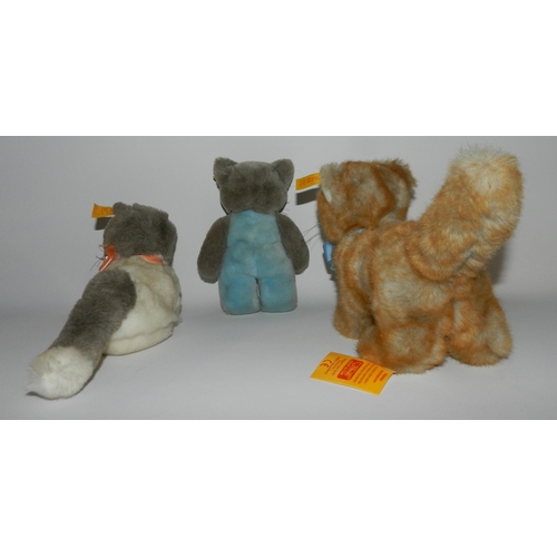 40 - Steiff Three Cats ( mohair ) apx 21cm height