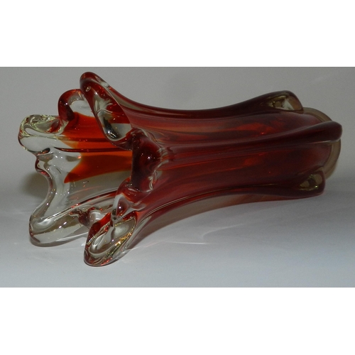 50 - Red Glass Vase apx 31cm height