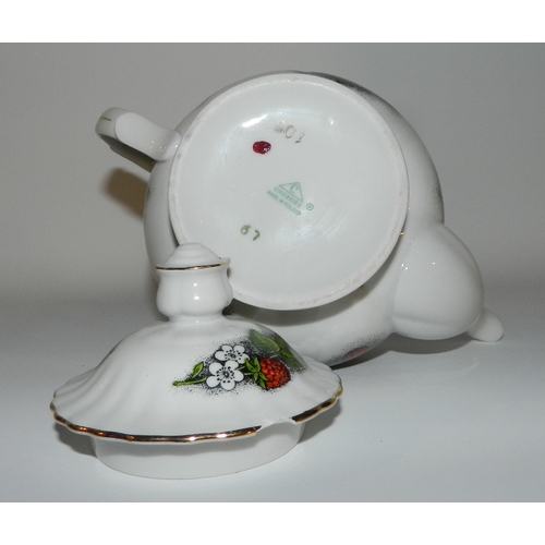 56 - Tea Pot from Poland , Strawberries motives, apx 14cm height