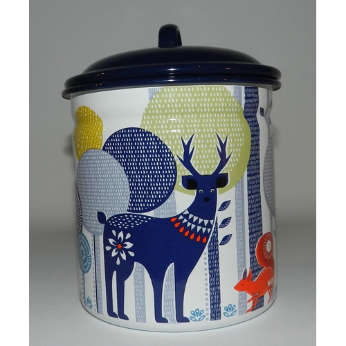 57 - Enamel Sugar Can , Tin, apx 16cm height