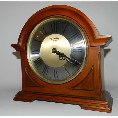 62 - Mantel clocks, brown wood , apx 24cm height