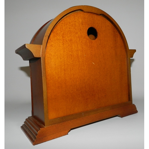 62 - Mantel clocks, brown wood , apx 24cm height