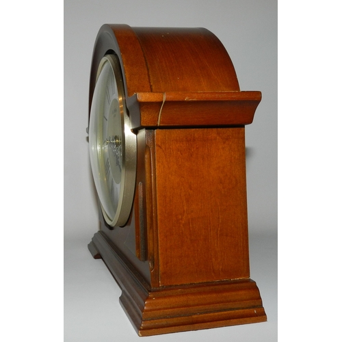 62 - Mantel clocks, brown wood , apx 24cm height