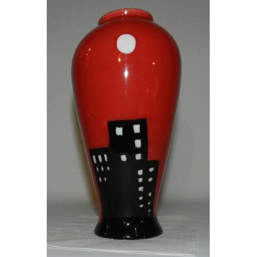 7 - Art deco Red resin cat statue with red porcelain vase ,cat motive vase is apx 18cm height