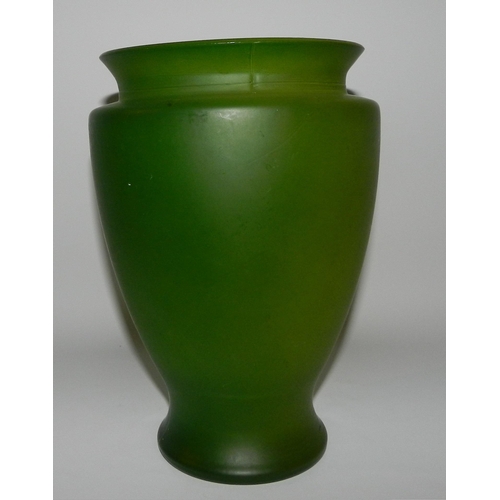 71 - Green Milky Glass Vase , quite heavy , apx 23cm height