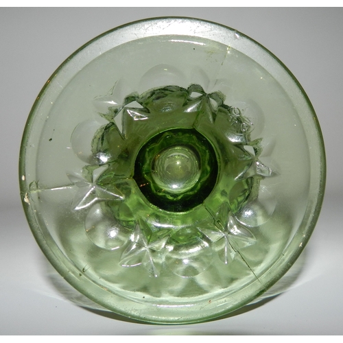 72 - Green Glasse vase , crystal cut, apc 27cm height