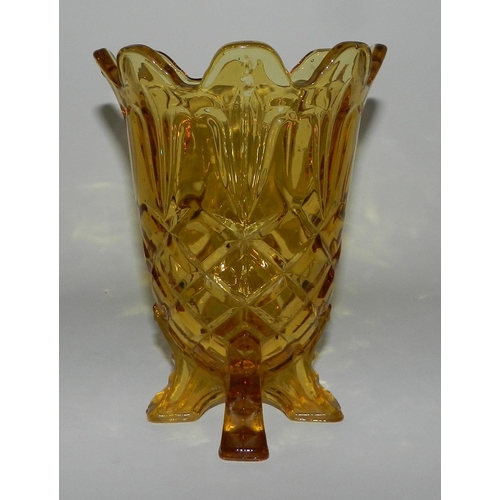 73 - Small brown Glass Crystal Vase , amber colour, apx 18cm height