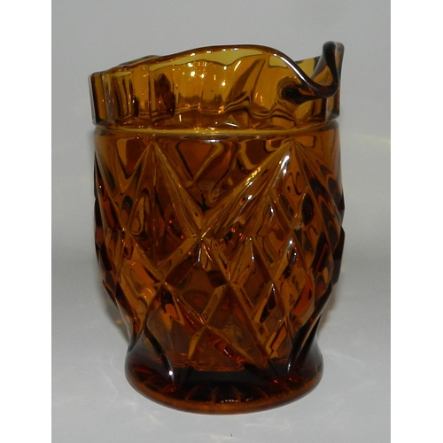 74 - Amber crystal Glass Jug, apx 38cm height