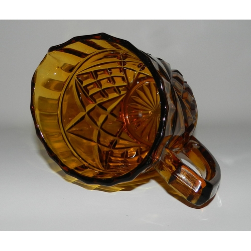 74 - Amber crystal Glass Jug, apx 38cm height