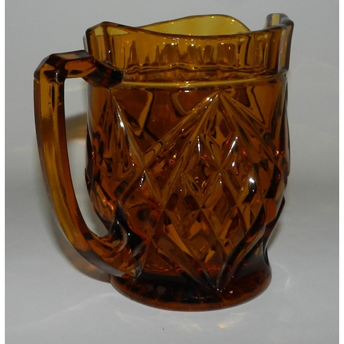 74 - Amber crystal Glass Jug, apx 38cm height