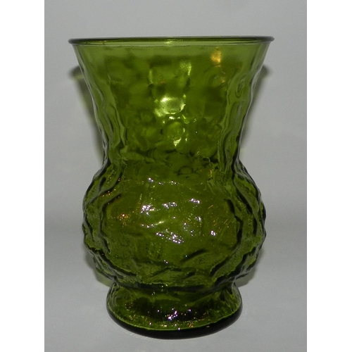 76 - USA Made Green Glass Vase apx 20cm height