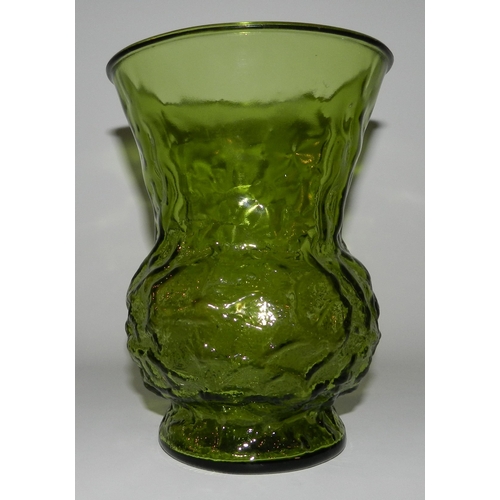 76 - USA Made Green Glass Vase apx 20cm height