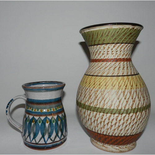 82 - Vase apx 24cm and small jug apx 12.5cm, terracotta, 