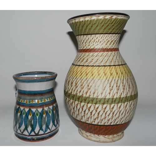 82 - Vase apx 24cm and small jug apx 12.5cm, terracotta, 