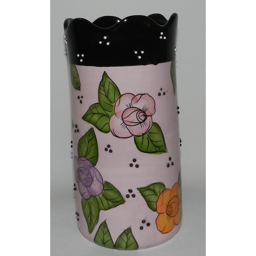 84 - Pink and Black Porcelain Vase apx 26cm height