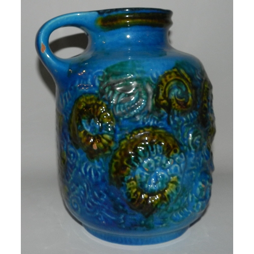 90 - West Germany Blue glazed Terracotta Jug apx 26cm height