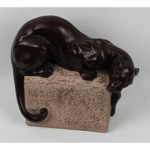 276 - Alexander Danel, Austin Productions Post-Modernist Panther Sculpture, 1993, apx 26.5cm height, 29cm ... 