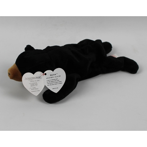 10 - Ty Beanie Babies, With Tags, In Mint Condition, Blackie 1994, Cubbie 1993, Hoot style 4073 1995, Jab... 