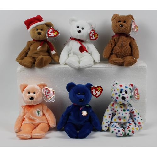 5 - Ty Beanie Babies, Mint Condition, With Tags , Boxed, Dearest 2000, Clubby 1998, Ty 2K 2000, Teddy St... 