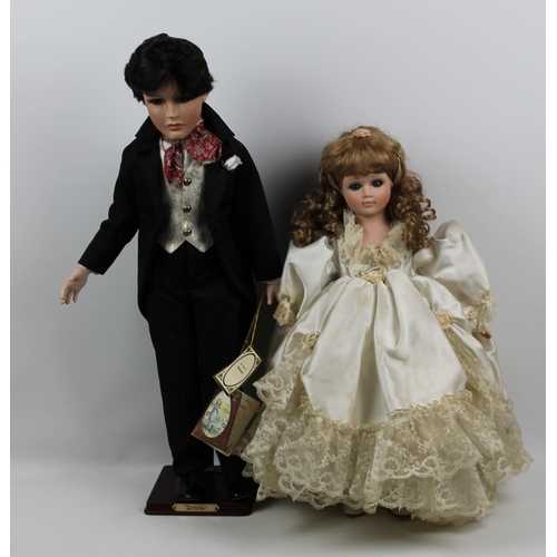 59 - Two Alberton Dolls, Dominic & Bride, With Tags, Good Condition, Appx Dominic 60cm (24 Inches ) , Bri... 