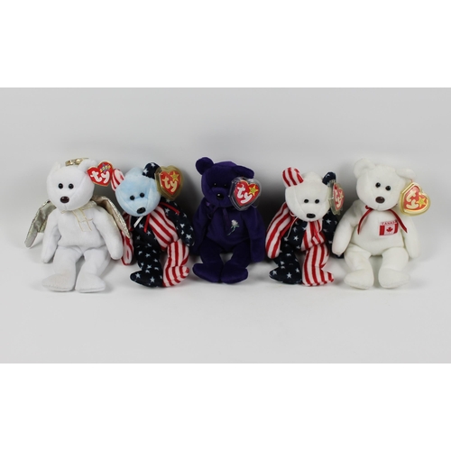 6 - Ty Beanie Babies, With Tags, Mint Condition, Boxed, Princess, Halo ll. 2000, Spangle 1999,  (White H... 