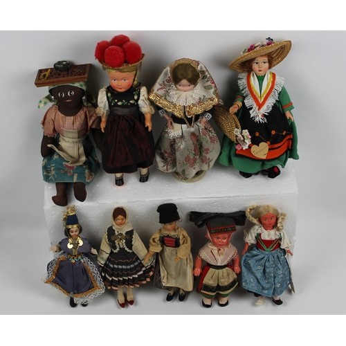 69 - Vintage Hand Made Dolls, Mint Condition, Austria, Trinidad, Spain etc... 10 Pieces in Total