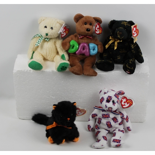 95 - Ty Beanie Babies, St. Patrick Day - Woolins, Jack, Jinxy, Dad, Starlight - Harrods,  All With Tags, ... 