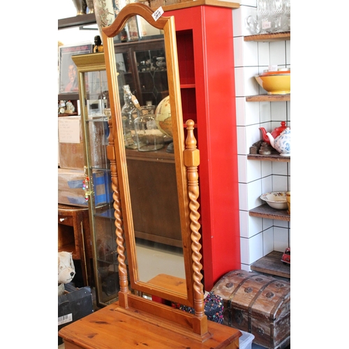 127 - Pine Mirror With Four Draws, Perfect Condition, 72 Inches Tall, ( 26 Inches x 17 Inches )