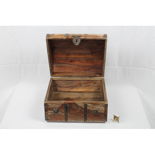 138 - Domed Wooden Pirate Trunk, Chest, 14'' x 15'' Inches