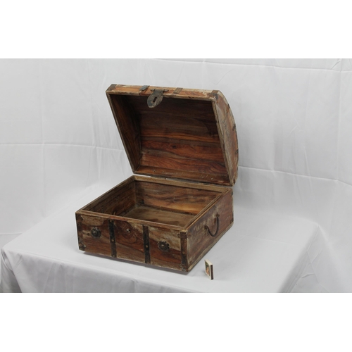 138 - Domed Wooden Pirate Trunk, Chest, 14'' x 15'' Inches