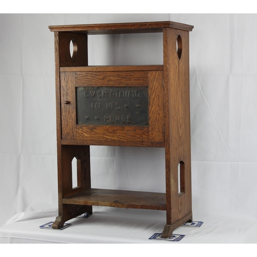 140 - Antique Cupboard With Moto, 30.5'' Inches Tall, Top desk 19.5'' Inches x 10.5'' Inches