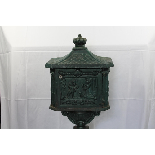 142 - Antique Cast Iron Mail Box, Original Color,  Mint Condition, 44'' Inches Tall