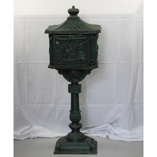 142 - Antique Cast Iron Mail Box, Original Color,  Mint Condition, 44'' Inches Tall